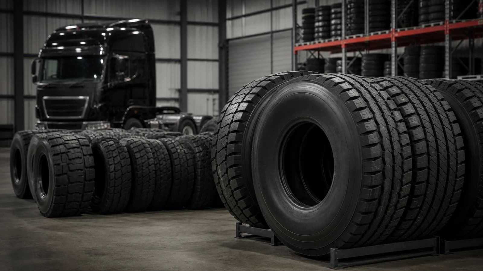 Commercial truck tyres ready for supply at an Adelaide tyre workshop